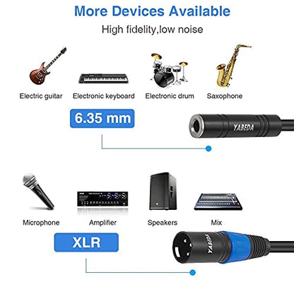 YABEDA 1/4 to XLR Cable,Balanced 1/4" Female to XLR Male Stereo Audio Adapter,Quarter inch TS/TRS to XLR Male Connector Converter Interconnect Cable - 1.6 Feet