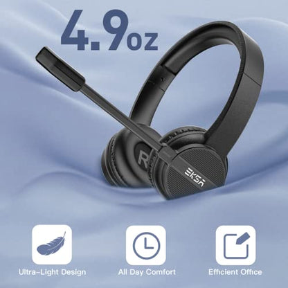 EKSA Headset with Microphone for PC, 3.5mm Wired Computer Headsets with Volume & Mic Mute Controls, Lightweight All-Day Comfort Noise Cancelling Headphones for Laptop Work Office Call Center Skype - style: 3.5mm Jack Headset
