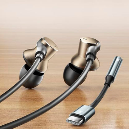 Wired Earbud with ENC Noise-canceling Mic Deep bass Dual-unit Headphones | Noise Cancellation Hi-Fi Earbuds Wired Immersive Bass In Ear Earphones compatible with iPhone 15 16 17 Pro Max Air Android