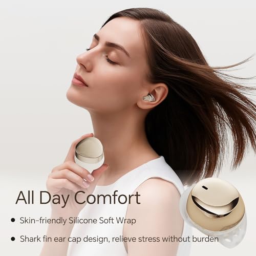 Xmenha Mini Invisible Sleep Earbuds for Side Sleepers, Wireless Bluetooth Sleeping Ear Buds Headphones Small Tiny Micro Noise Cancelling Earbuds for Small Ears Canals Women, Sleep Earphones - color: Beige