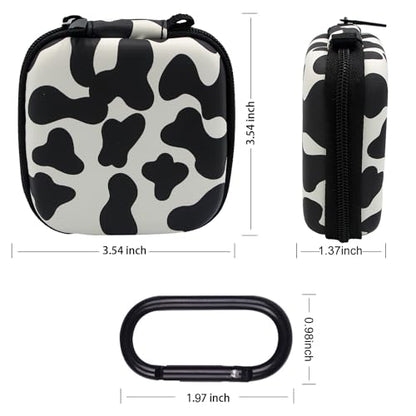 Earbud Case,Headphone Organizer Earbud Storage Bag, Hard EVA Shockproof Cover Carrying Case with Carabiner Clip Compatible with AirPods 4 AirPods Pro 2nd /3/2/1 Bose Galaxy Buds (Cow) - color: Cow