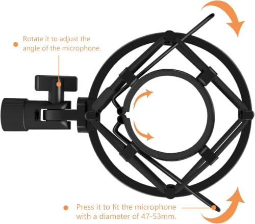 Metal Shock Mount, Mic Clip Holder for Diameter 43-48mm Condenser Microphone, Anti-Vibration Suspension High Isolation Mic Stand