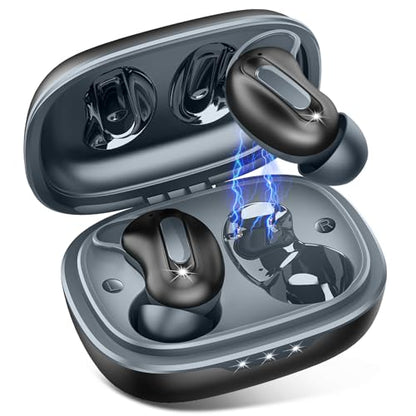 Sleep Earbuds, Mini ANC Wireless Earbuds Bluetooth 5.4 Headphones Deep Bass Stereo, 48H Playtime Ear Buds, 4 ENC Noise Cancelling Mic, IP7 In Ear Earphones for Side Sleepers,Touch Control Velvet black