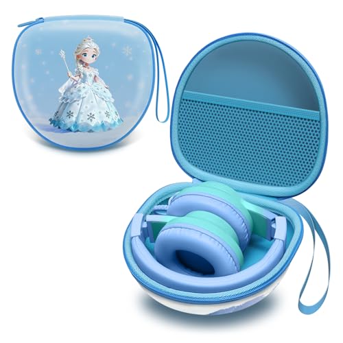 Kids Headphones Case for Folding Headphone, Light Blue(Case Only) | Compatible with iClever BTH12/HS19/BTH26/JoySpark-T5/Candy Bila BH03/EarFun/IMYB/MIDOLA MD-B01/noot Products Kids Headphones - color: Snow Princess Blue