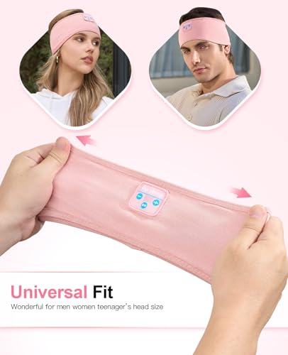 Perytong Sleep Headphones Wireless, Bluetooth Sports Headband Headphones with Ultra-Thin HD Stereo Speakers Perfect for Sleeping,Workout,Jogging,Yoga,Insomnia, Air Travel, Meditation (Bright Pink) - color: Bright Pink
