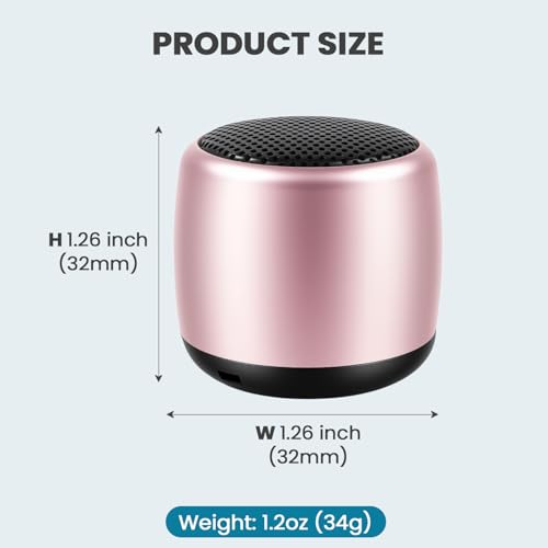 Best Mini Portable Bluetooth Speaker with HD Sound & Bass I Smallest Wireless Bluetooth Speakers for Phone/PC/Tablet I Photo Selfie Button Answer Phone Calls I Cute Tiny Speaker (Rose Gold) - color: Rose Gold
