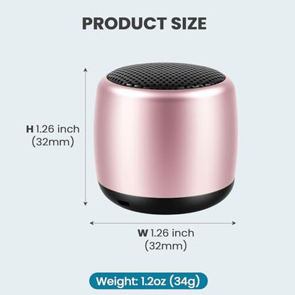 Best Mini Portable Bluetooth Speaker with HD Sound & Bass I Smallest Wireless Bluetooth Speakers for Phone/PC/Tablet I Photo Selfie Button Answer Phone Calls I Cute Tiny Speaker (Rose Gold) - color: Rose Gold