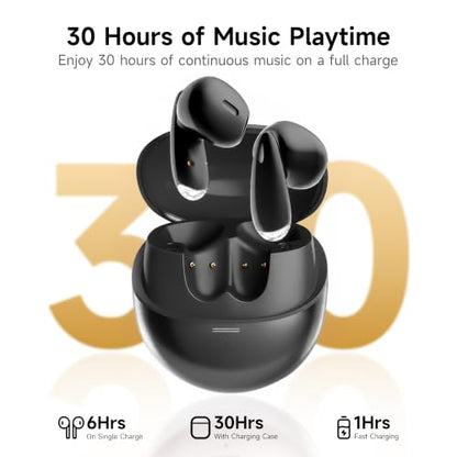 MINISO True Wireless Earbuds with Charging Case, Bluetooth 6.0 Ear Buds | In Ear Headset, HiFi Stereo, 50 H Playback Earphones with ENC Mic, Hands-Free Clear Calls for TV Smart Phone Laptop Sports - color: Black
