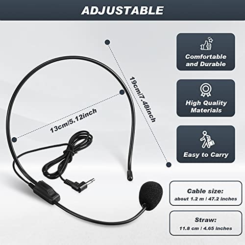 Boao 4 Pcs Headset Microphone Flexible Boom for Voice Amplifier Teachers | Hands-free Flexible Boom, 3.5mm Plug for Voice Amplifiers, Ideal for Speakers Singers Dancers Coaches Presentations
