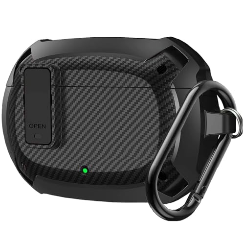 Compatible with Beats Studio Buds/Buds+ Case Cover 2021/2023, [Secure Lock] Cool Beats Studio Buds Plus Protective Shell Men Women with Keychain for New Beats Studio Ear Buds Case - Black[CASE ONLY] - color: Black - 1
