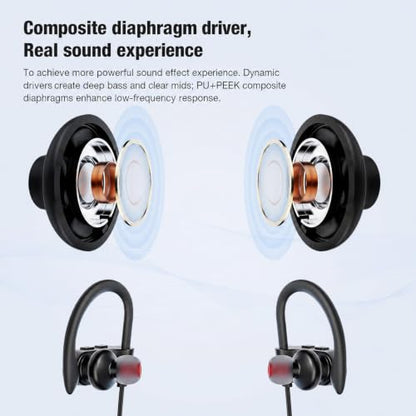 JOYWISE Bluetooth Headphones, 16H Playtime, AI Music Creation Earbuds | Wireless Headphones with Mic Sound Isolation, IPX7 Waterproof in-Ear Bluetooth 5.3 Earphones for Running, Gym, Workout - color: Black