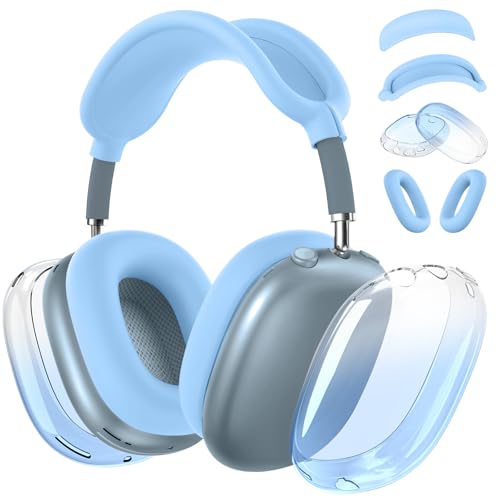 Silicone Case Cover for AirPods Max 2/AirPods Max Headphones, Gradient Blue - color: Blue-TMJB