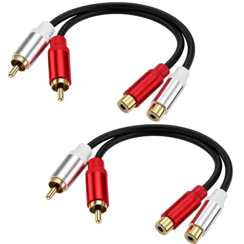 2-Pack 2RCA to 2RCA Audio Cable 1FT, Short Dual RCA Male to Male Stereo Interconnect Connectors for Subwoofer, Amplifier, Speaker and Turntable (black1) - color: black1