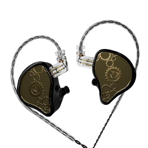 ND Venus in Ear Monitor Headphones, 10mm Double Magnetic Dynamic Driver IEM Earphones, HiFi Wired Gaming Earbuds, 2 Pin Detachable Cable (Without Mic, Black, 3.5mm Plug) - color: Black, size: Without Mic, 3.5 mm