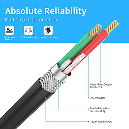 Audio Video RCA Cable, 100FT 3RCA to 3RCA Composite AV Cable Compatible with Set-Top Box, Speaker, Amplifier, DVD Player, 24K Gold Plated - size: 100FT
