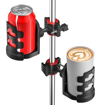 Adjustable Mic Stand Drink Holder with 360° Rotate Microphone Stand Cup Holder - Universal Water Bottle Holder Clamp On Cup Holder for Mic Stand, Music or Drum Stands to Holds Cups, 2 Pack - size: 2 Pack