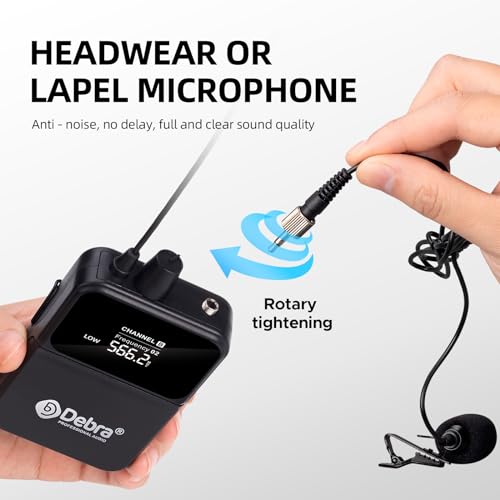 D Debra Wireless Microphone System UHF UBR-102 with Cordless Handheld Lavalier Headset Mics, 260ft Range, Suitable for Church, Lectures, Karaoke, Weddings, DJ, and Bars(2 Bodypack) - size: 2 Bodypack