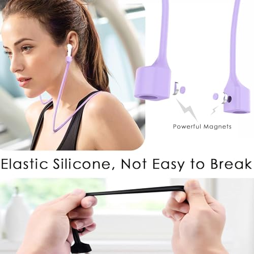 Mooyavia Ultra Strong Magnetic Anti-Lost Strap for AirPods Pro-Purple | Compatible with AirPods Pro 3/2/1 & AirPods 4/3/2/1,Soft Silicone Sport Neck Lanyard,Lenth 29.9 in - color: B4-purple