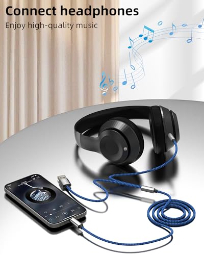 USB C Male to 3.5mm Audio USB Charging Male Cable(2in1) Stereo Sound AUX Cable iPhone 16 15 Pro Max Type C Car Auxiliary Adapter Compatible for Samsung S25 Android Earphone Charger Connector