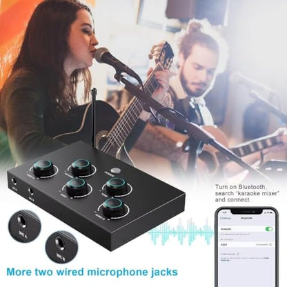 Wireless Karaoke Microphone System, Microphone Mixer Dual Handheld Wireless Microphones, HDMI & AUX in/Out, Optical Out, 100ft Range, Karaoke Mic for TV, Speakers, Singing, Church & Wedding-Black | Microphone Mixer, HDMI & AUX In/Out, Optical Out, 100ft R