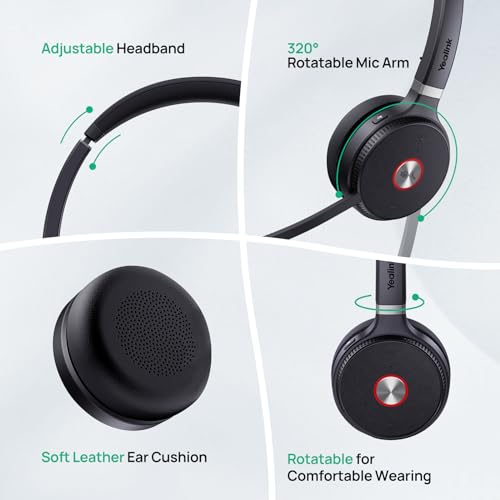 Yealink WH62 Mono Wireless DECT Headset for IP Phone & PC, Teams Certified | 525 ft Long Range Work Headphone with Dual Noise Canceling Microphones, Quick Mute & Call Control, 13H Talk Time, Busylight, - style: WH62 Mono Teams