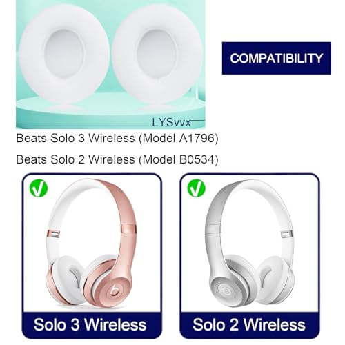 Solo 3 Ear Pads - Replacement Earpads for Beats Solo 2 & Solo 3 Wireless Headphones (White) - color: White