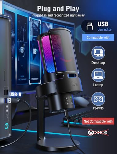 FIFINE A8 Plus USB Gaming Condenser Microphone with 4 Polar Patterns for PC - size: A8PLUS-Desktop