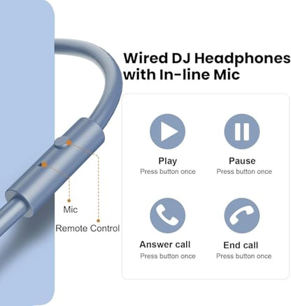 OneOdio A70 Bluetooth Over-Ear Headphones, Hi-Res Wired DJ Studio - SB | Wireless over-ear headphones with 72H playtime, 3.5mm/6.35mm wired jacks for studio monitoring, mixing, guitar, amp and PC - color: Sky Blue