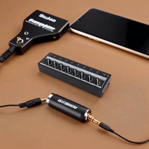 Estink Mini Headphone Amplifier, Portable Clear Sound Metal Stereo Audio Amplifier 8 Headphone Output and 1 Input Channels for Studio and Stage, 100 to 240V(US Plug)