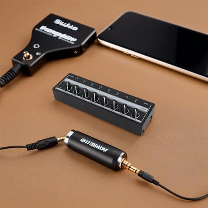 Estink Mini Headphone Amplifier, Portable Clear Sound Metal Stereo Audio Amplifier 8 Headphone Output and 1 Input Channels for Studio and Stage, 100 to 240V(US Plug)