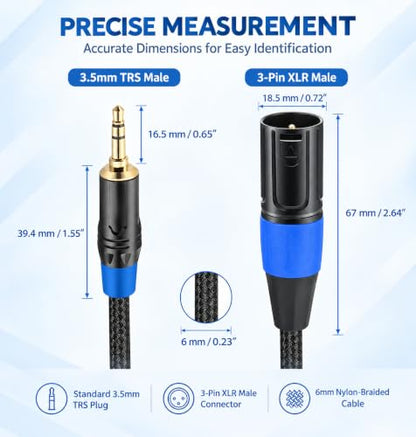 3.5mm to XLR Balanced Cable, 3.5mm to XLR Male to Male Adapter, 1FT - style: 3.5mm to XLR Male