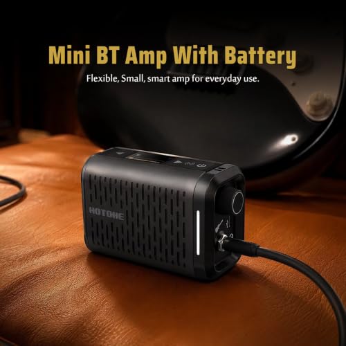HOTONE Pulze Mini 5W Mini Ultra-Portable Smart Guitar Amp & Speaker | Ultra-portable amp & BT speaker in one.191 effects,200 tones(Presets), up to 20 user IRs &11-hr battery - color: Black