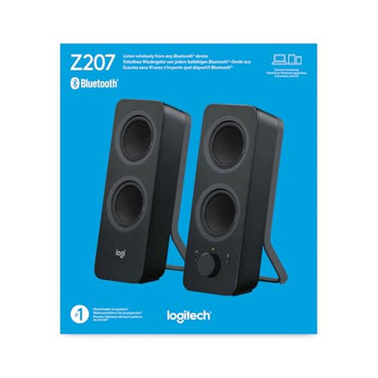 Logitech Z207 2.0 Stereo Computer Speakers with Bluetooth - size: 9.5"x3.5"x4.9"