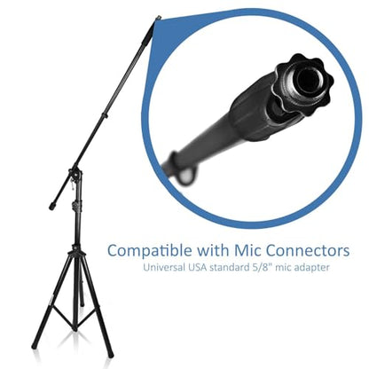 Pyle Strongest HIgh-Performance Adjustable Microphone Suspension Boom Stand | Tripod Mic Stand Mic Adapter & Clamp - Stage, Karaoke Studio, Durable Steel Easy Foldable Height from 51.0’’ - 90.5’’