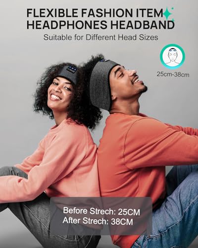 LC-dolida Sleep Headphones Bluetooth Headband, Wireless Headband with HD Speakers, Headphones Wireless for Side Sleepers, Sport, Yoga, Travel, Gifts for Mom, Men, Women, Teens, Kids - color: Gray