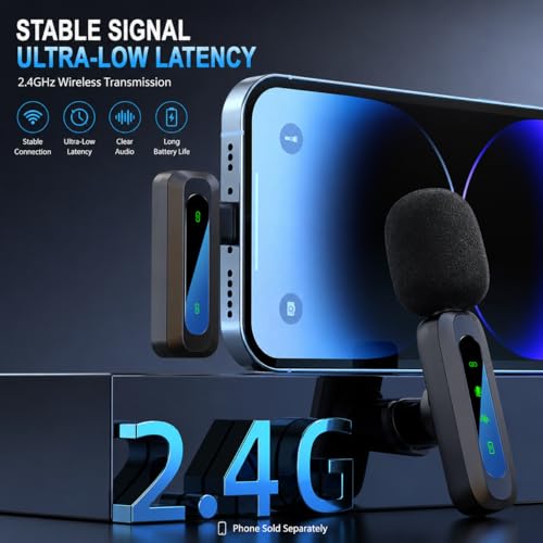 Sahara - Wireless Lavalier Microphone, 2 Clip-On Mics, USB-C Receiver, Noise Reduction, Plug & Play, Auto Pairing, 2.4GHz Wireless Mic for iPhone, Android, Vlogging & Interviews
