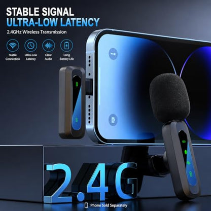 Sahara - Wireless Lavalier Microphone, 2 Clip-On Mics, USB-C Receiver, Noise Reduction, Plug & Play, Auto Pairing, 2.4GHz Wireless Mic for iPhone, Android, Vlogging & Interviews