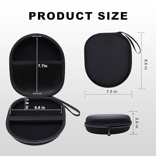 Headphone Case, Large Headphones Case Black | Compatible with JBL, Soundcore, Sony WH-CH520/WH-CH720N, BERIBES, KVIDIO, TOZO HT3/HT2, Picun Headphone, Big Headphone Case - color: Black