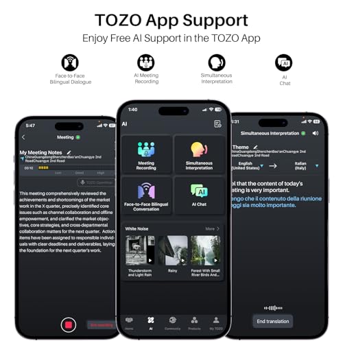 TOZO OpenWear Open Ear Earbuds, AI Translation Real Time 145+ Languages | 60H Translator Ear Buds Audifonos Traductores Inglés Español, All Day Comfort, Bluetooth Headphones 5.4 with Smart Display - color: Khaki