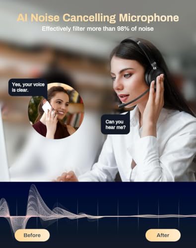 USB Headset with Microphone for PC/Office/Call Centers/Home | Computer Headset with Volume Control & Mic Mute,Compatible with Teams/Zoom/Skype - color: Black