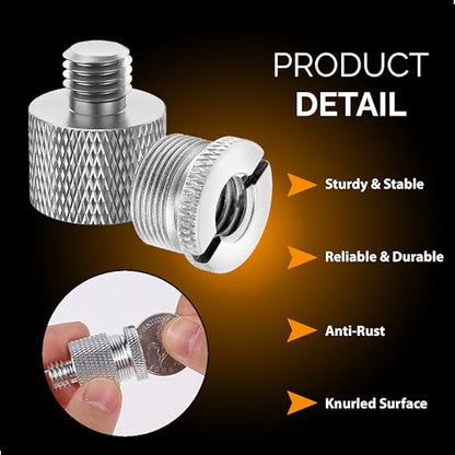 Mic Stand Adapter Set 8 pieces Metal Microphone Stand Screw Thread Adapter 5/8 Female to 3/8 Male 3/8 Female to 5/8 Male 5/8 Female to 1/4 Male 1/4 Female to 5/8 Male Tripod Adapter ADP03A Slvr - color: Silver