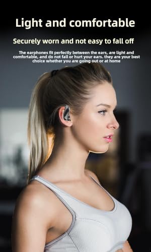 On-Ear Wireless Earbuds Lightweight Ear-Mounted Headphones Black | Bluetooth 6.0, IPX5 Sweat Resistant, 8H Playtime, Ear-hanging design Secure Comfortable Fit - color: Black