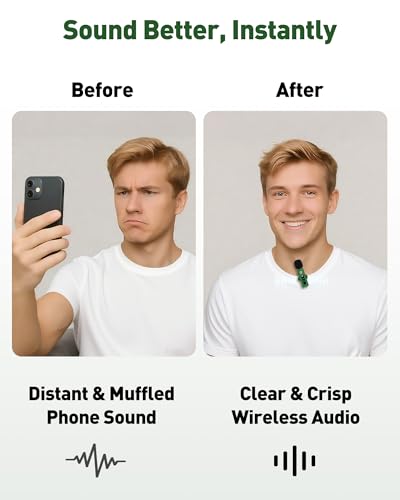 USB C Wireless Lavalier Microphone for iPhone, iPad & Android Phone, Green - color: Green, size: Without Charging Case