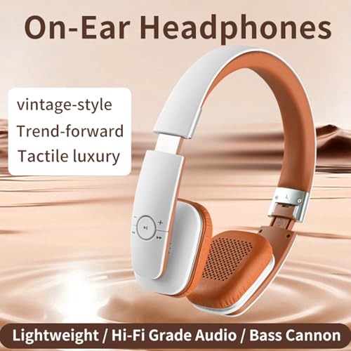Over Ear Headphones, 6.0, Foldable Wireless Stereo Headset for Home Office Cellphone PC Ect. Lightweight Comfortable and Adjustable Design for Prolonged Wearing (White)