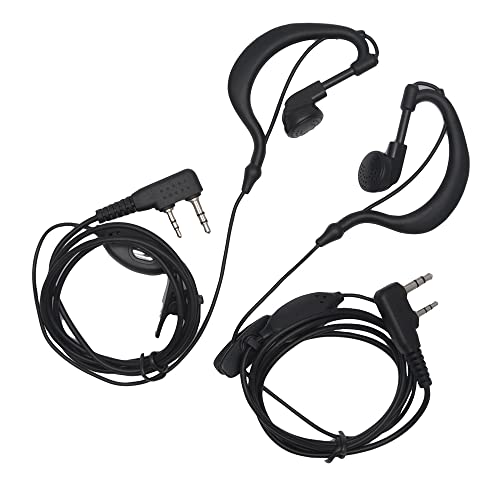 2pcs Headset Earpiece Ear Clip G Shape Radio Security 2 Pin Black Walkie Talkie for Two Way Radio