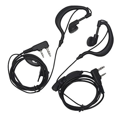 2pcs Headset Earpiece Ear Clip G Shape Radio Security 2 Pin Black Walkie Talkie for Two Way Radio