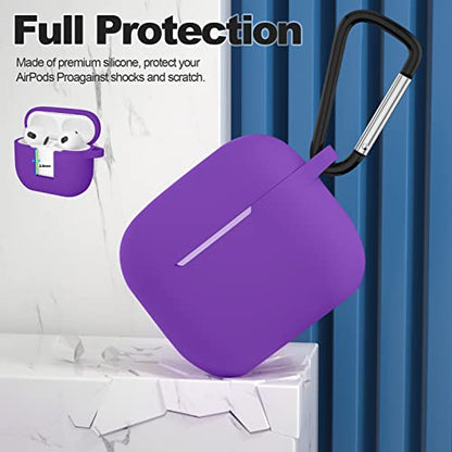 Compatible with AirPods 3 Case, Protective Silicone Cover for AirPods 3rd Generation Case 2021, Wireless Charging - Purple - color: C-Purple