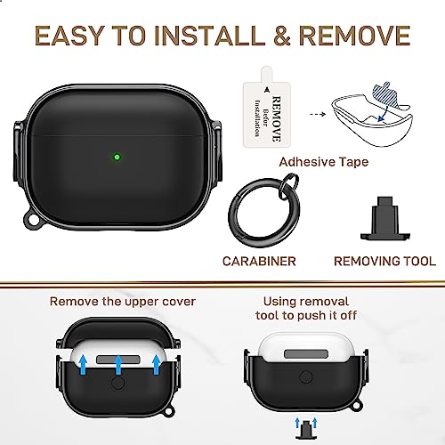 for AirPods Pro 2/1 Case Cover with Lock, Magsafe Compatible,Black/Grey - color: Black Grey, size: AirPods Pro 2/1 Case (2019/2022/2023)
