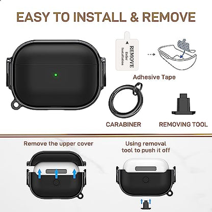 for AirPods Pro 2/1 Case Cover with Lock, Magsafe Compatible,Black/Grey - color: Black Grey, size: AirPods Pro 2/1 Case (2019/2022/2023)