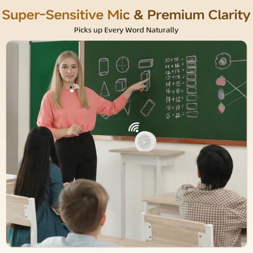 Moman Wireless Voice Amplifier with Lavalier Mic, 20H Battery 164ft Range Sensitive Pickup Noise Reduction PA System Bluetooth Portable Magnetic Charging Dock, Amplifier for Teacher Yoga Tour, White - color: White